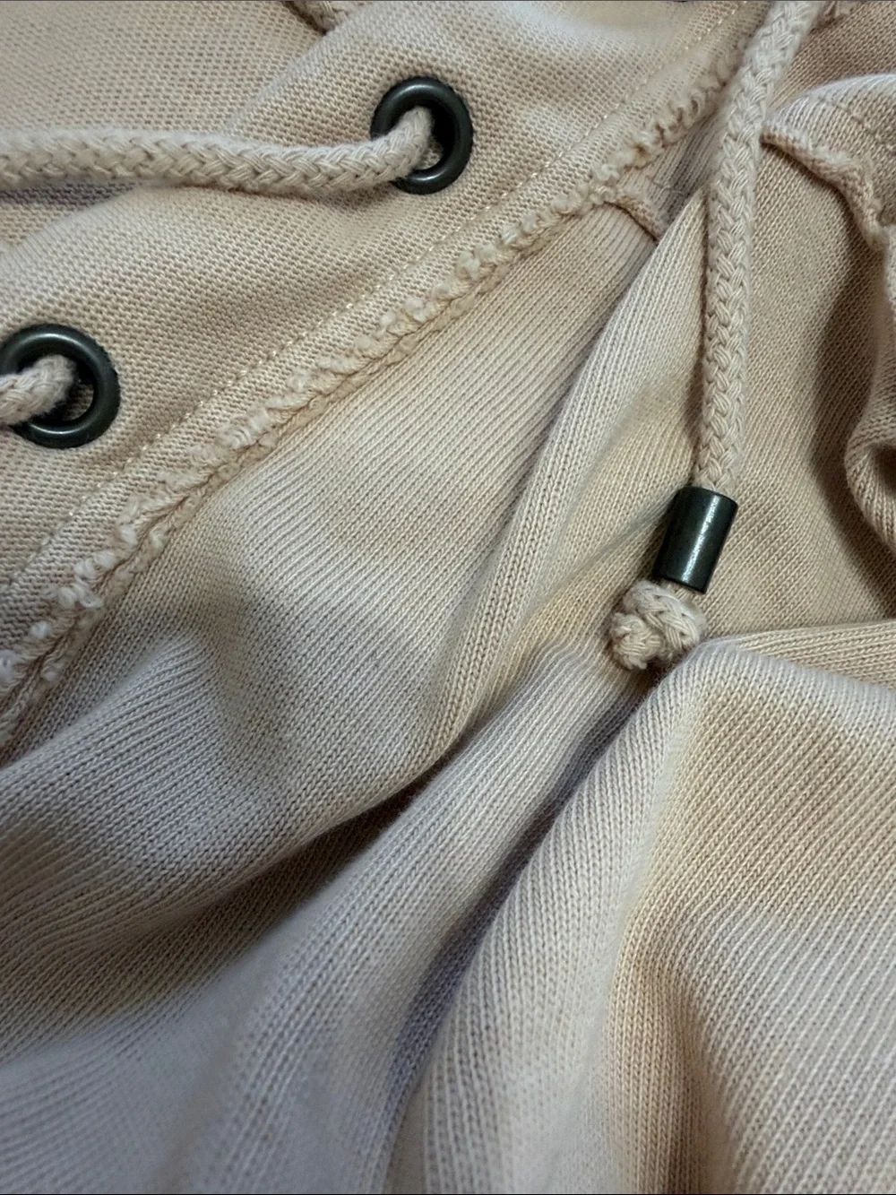 NWT aerie Lace-Up Pullover Hoodie in Neutral Beige